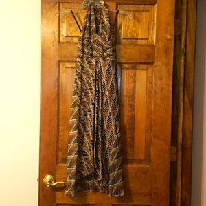 Geometric print halter dress